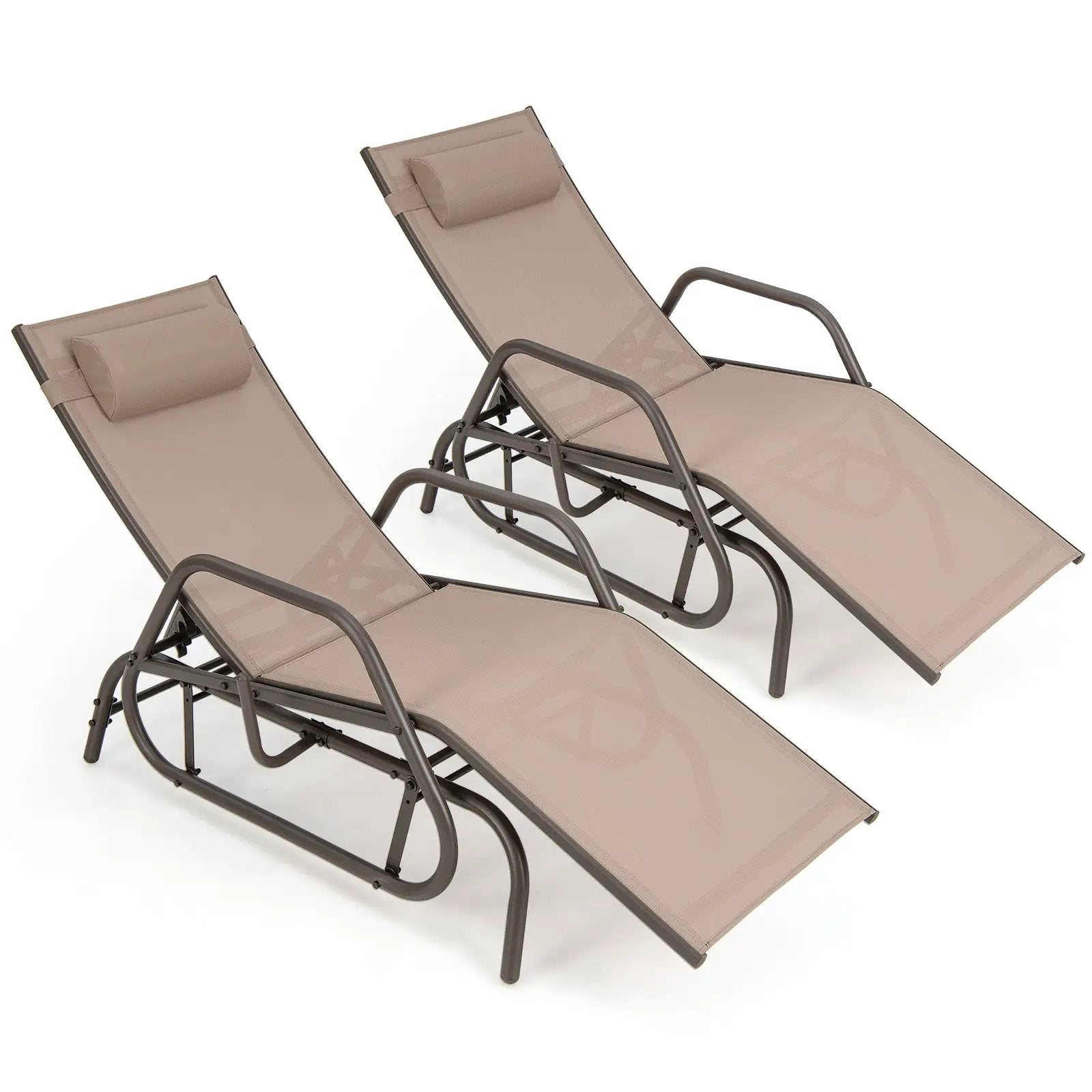Outdoor Chaise Lounge Glider Chair with Armrests and Pillow by DirectDeals
