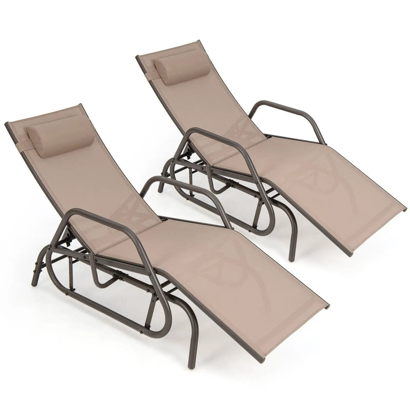 Outdoor Chaise Lounge Glider Chair with Armrests and Pillow by DirectDeals
