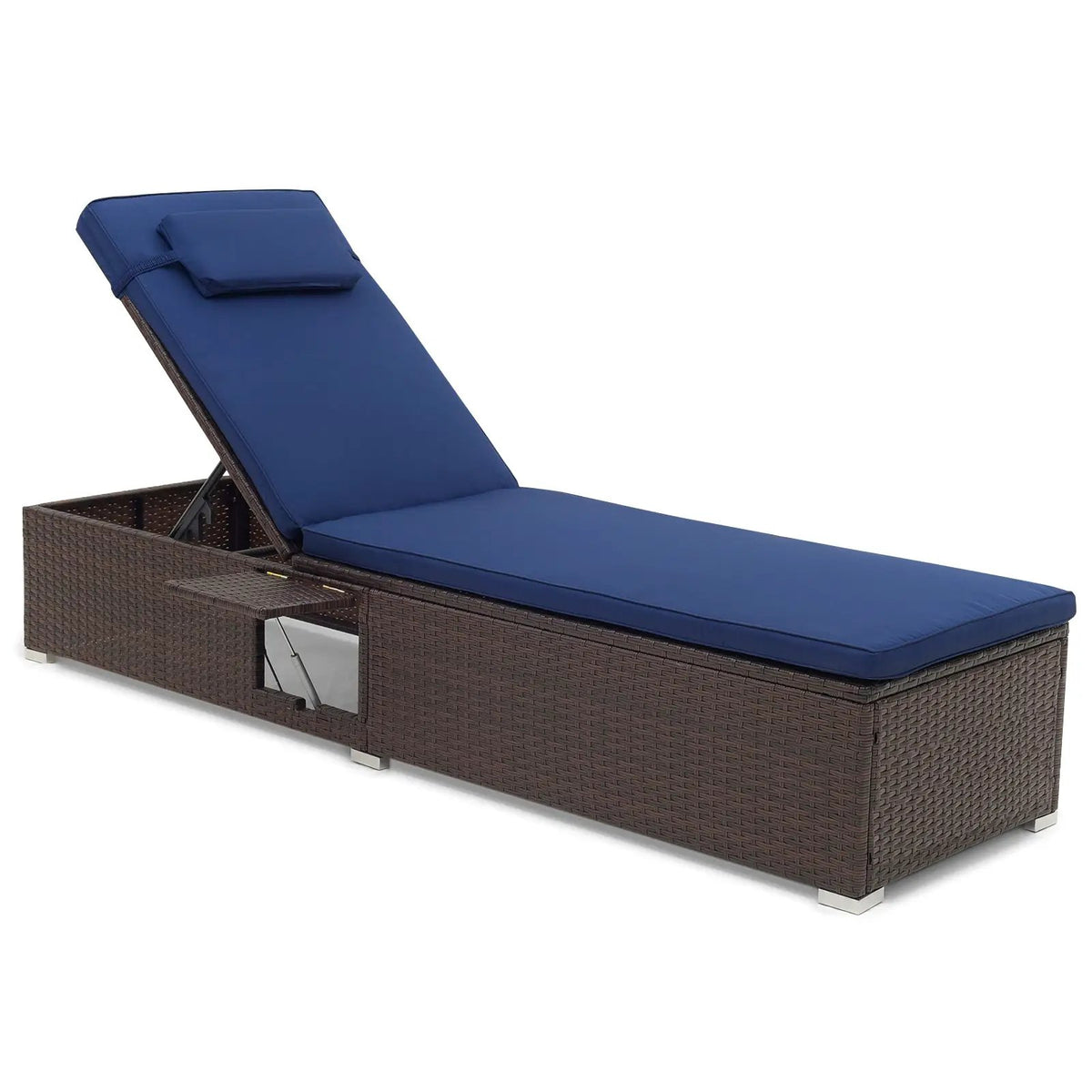Outdoor PE RattanChaise Lounge with 6-level Backrest, photo 3 of 9