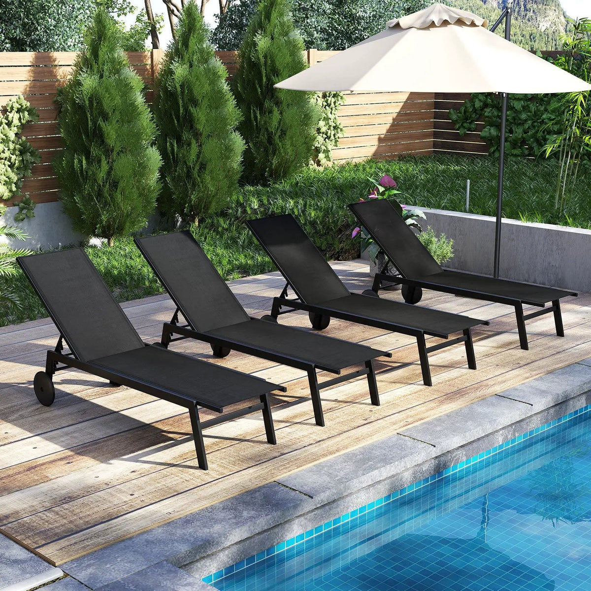Patio Chaise Lounge Chair with Wheels and 6, photo 4 of 16