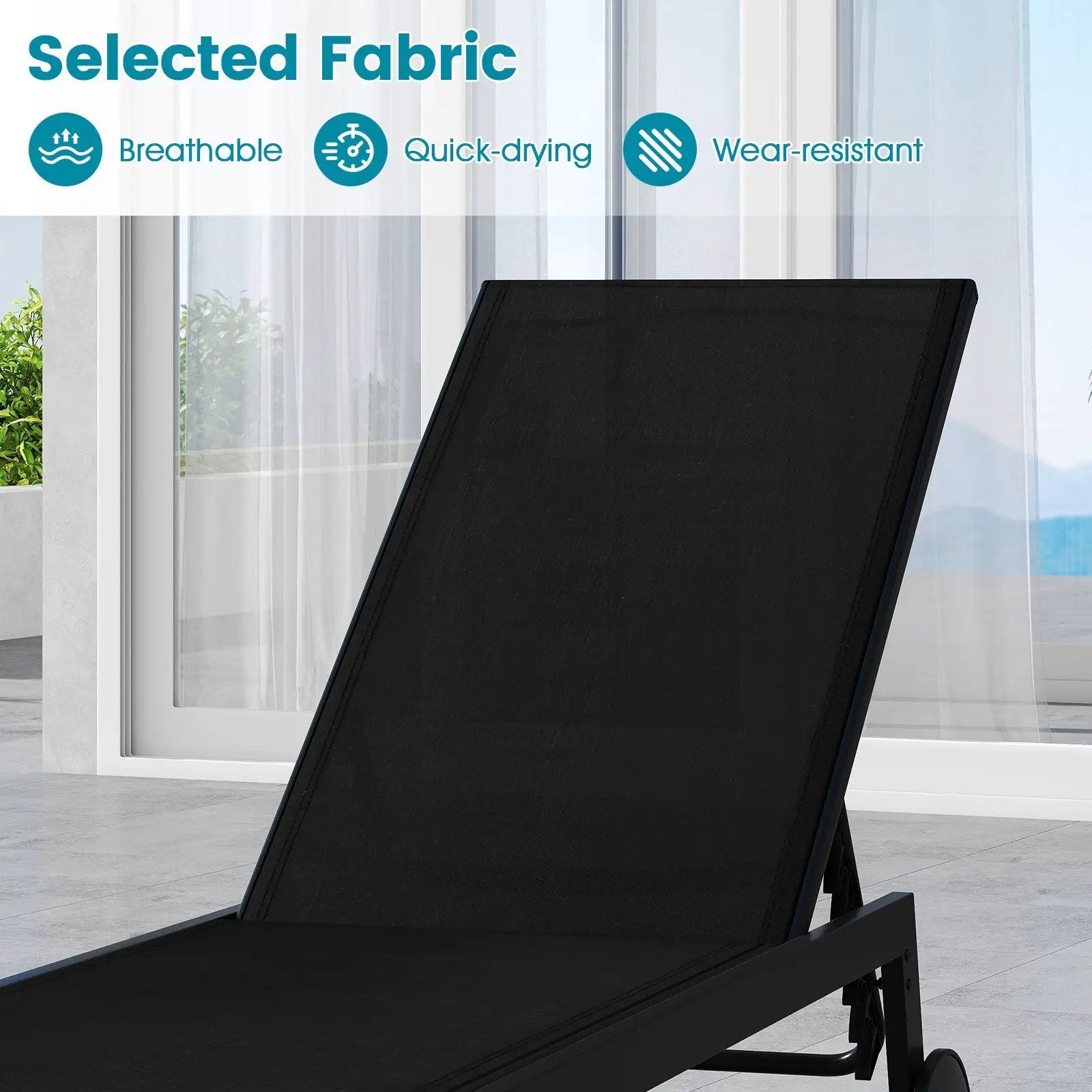 Patio Chaise Lounge Chair with Wheels and 6 by DirectDeals