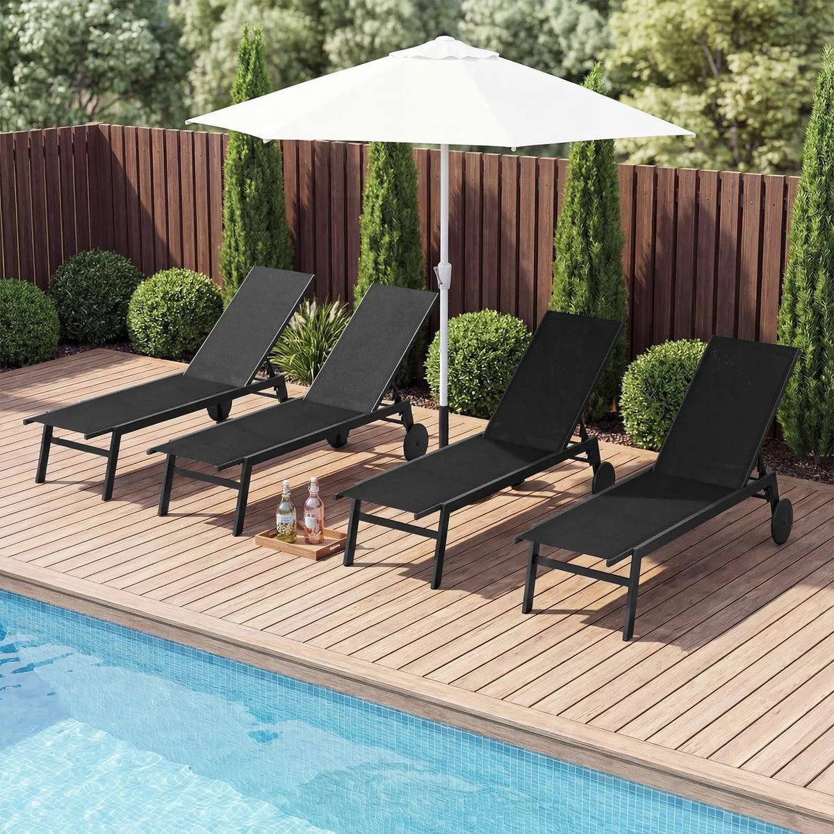 Patio Chaise Lounge Chair with Wheels and 6, photo 3 of 16