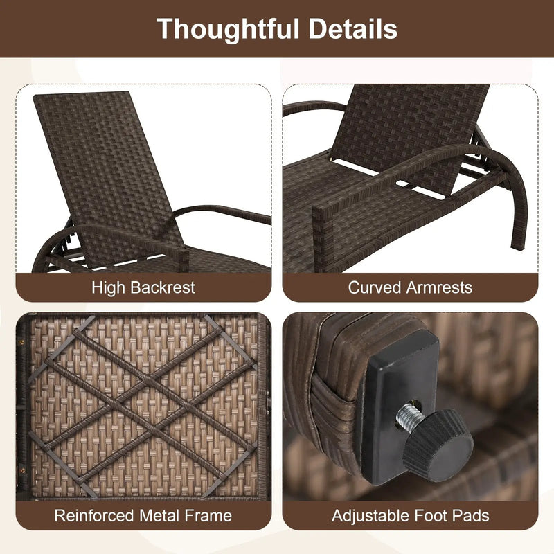 Patio Chaise Lounge Outdoor Rattan Lounge Chair with Retractable Ottoman by DirectDeals