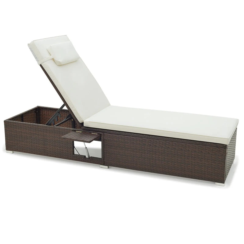 Outdoor PE RattanChaise Lounge with 6-level Backrest by DirectDeals