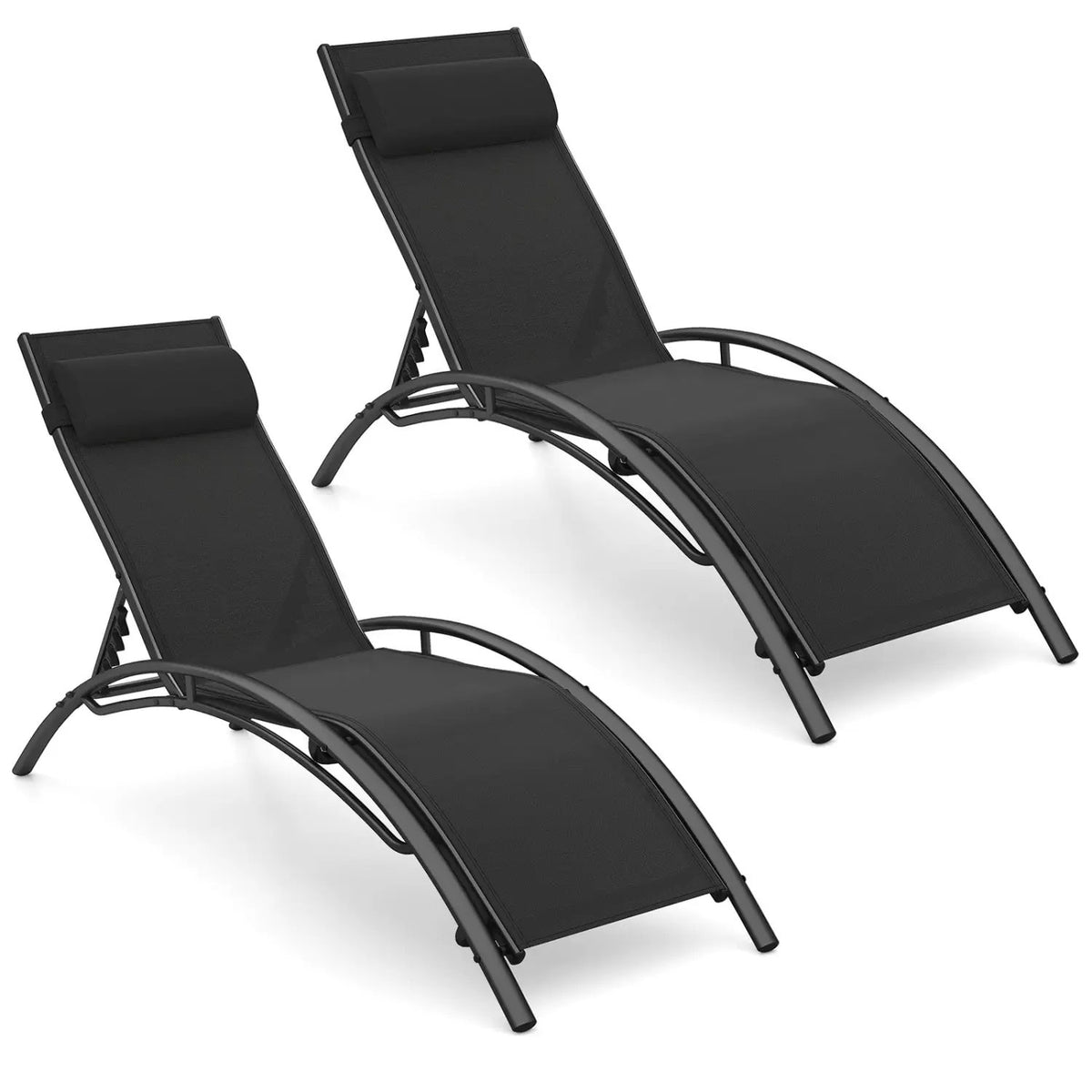 Patio Chaise Lounges Set of 2 Outdoor Recliner with 5-Position Backrest, photo 5 of 16