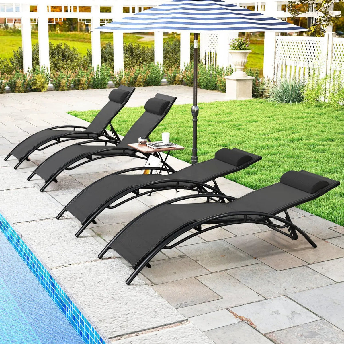 Patio Chaise Lounges Set of 2 Outdoor Recliner with 5-Position Backrest, photo 9 of 16