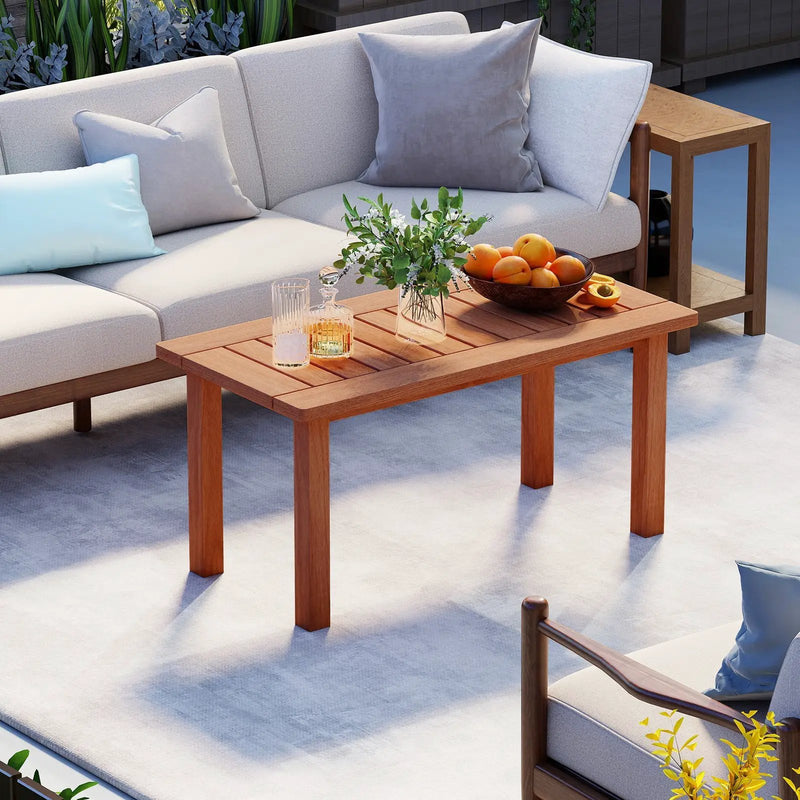 Patio Coffee Table with Slatted Tabletop for Deck Poolside by DirectDeals