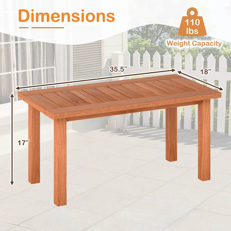 Patio Coffee Table with Slatted Tabletop for Deck Poolside by DirectDeals