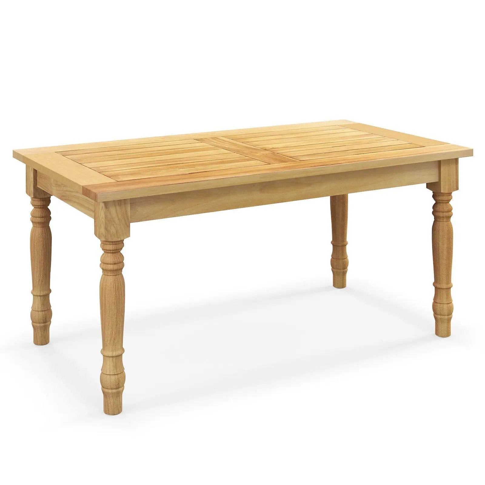 Patio Coffee Table with Solid Teak Wood Structure and Slatted Tabletop by DirectDeals