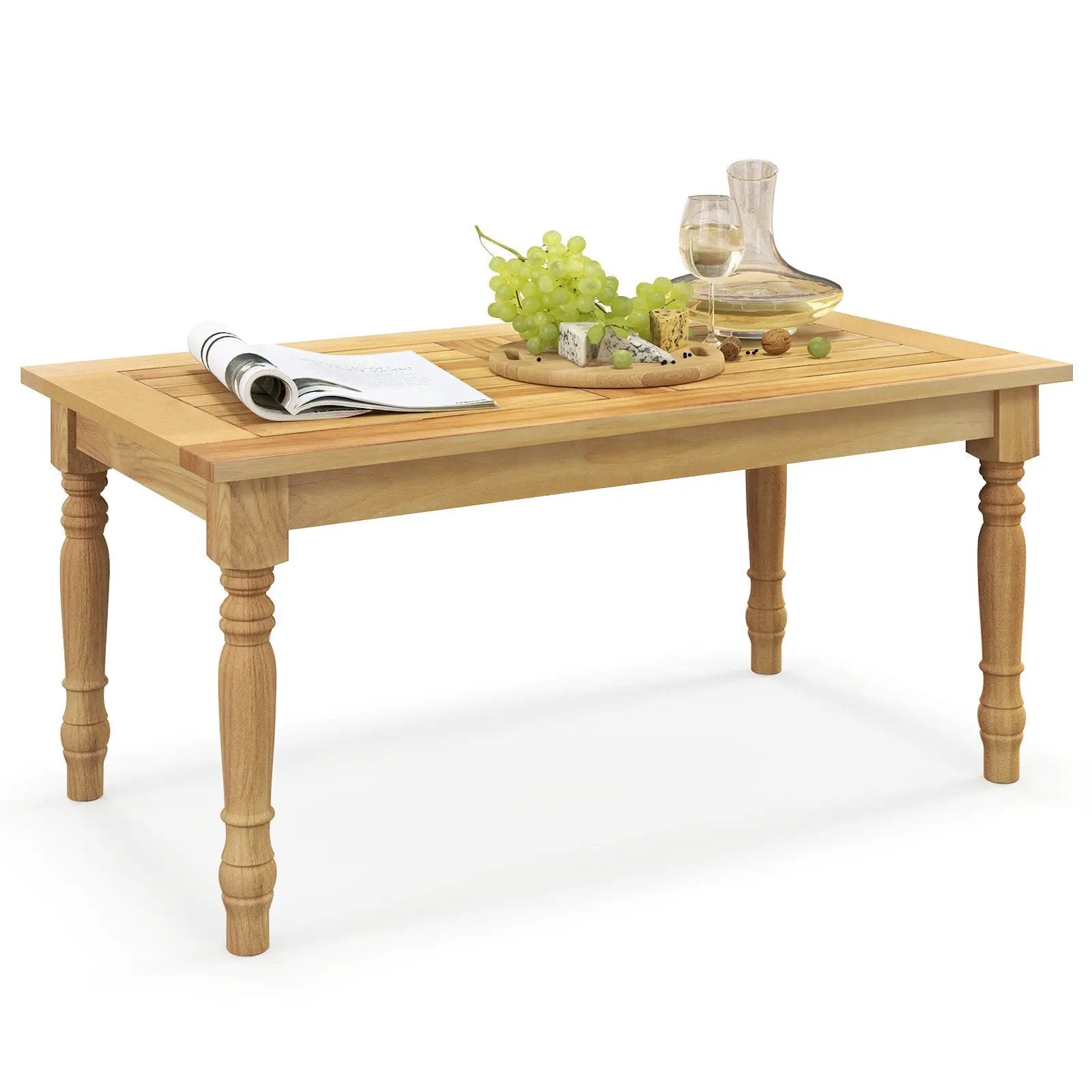 Patio Coffee Table with Solid Teak Wood Structure and Slatted Tabletop by DirectDeals