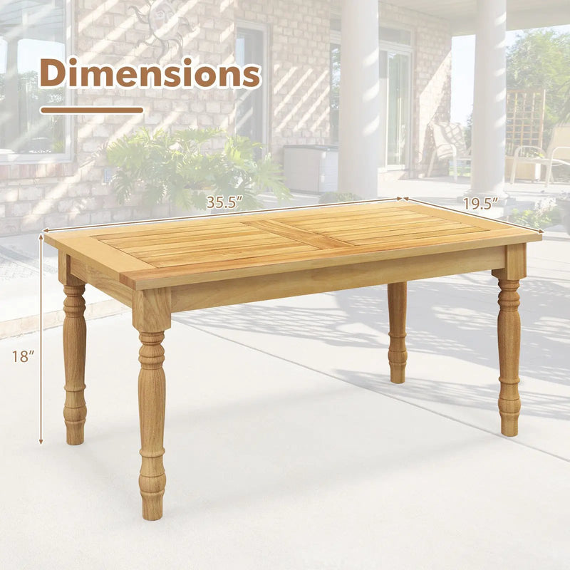 Patio Coffee Table with Solid Teak Wood Structure and Slatted Tabletop by DirectDeals
