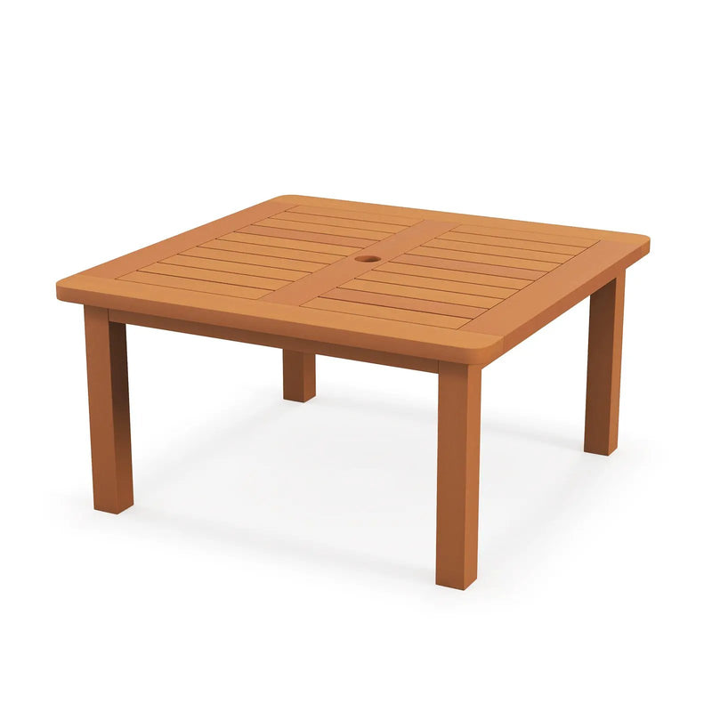Patio Coffee Table with Umbrella Hole and Teak Oil Finish by DirectDeals