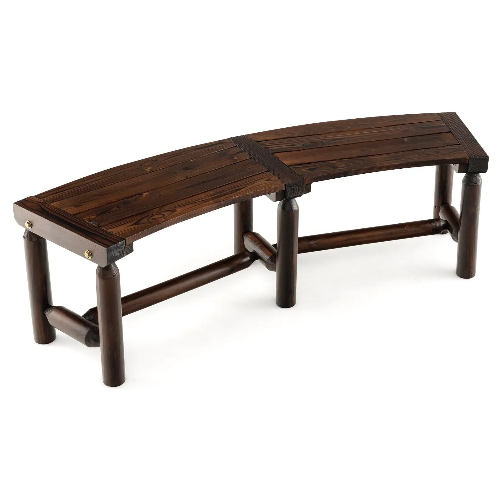 Patio Curved Bench for Round Table Spacious and Slatted Seat by DirectDeals