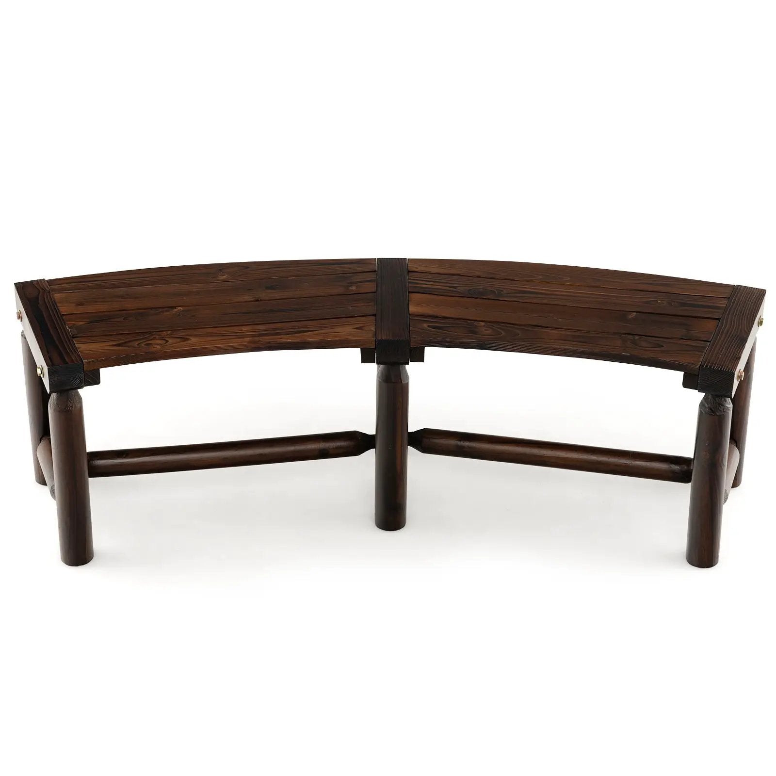 Patio Curved Bench for Round Table Spacious and Slatted Seat by DirectDeals