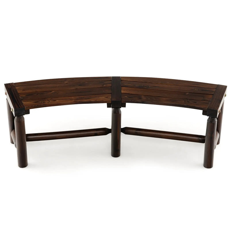 Patio Curved Bench for Round Table Spacious and Slatted Seat by DirectDeals