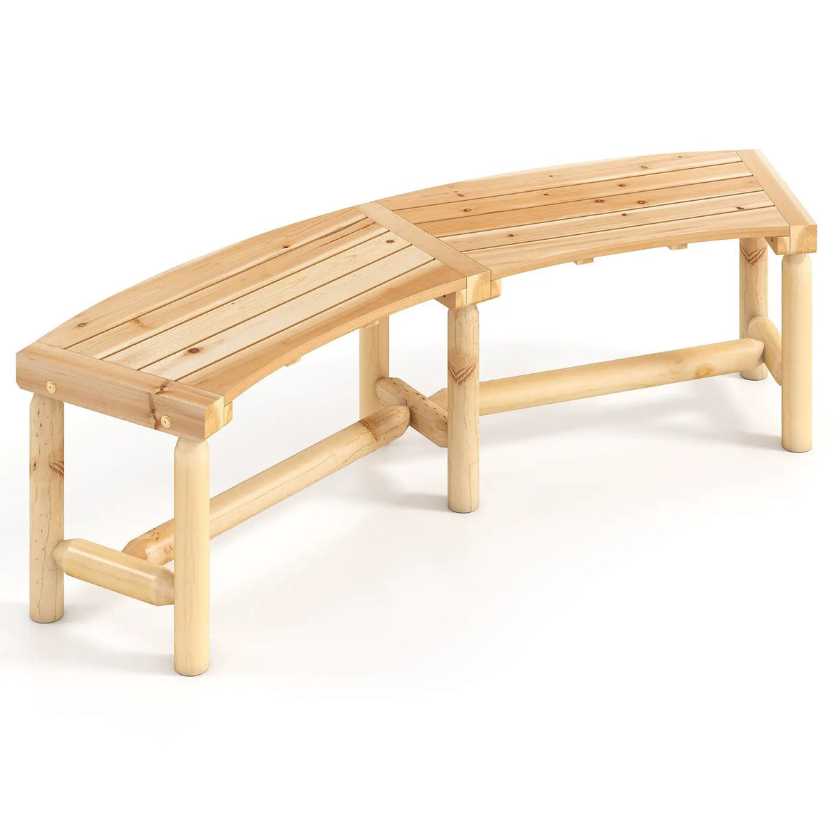 Patio Curved Bench Solid Wood Fire Pit Bench Outdoor Backless Loveseat, photo 6 of 16