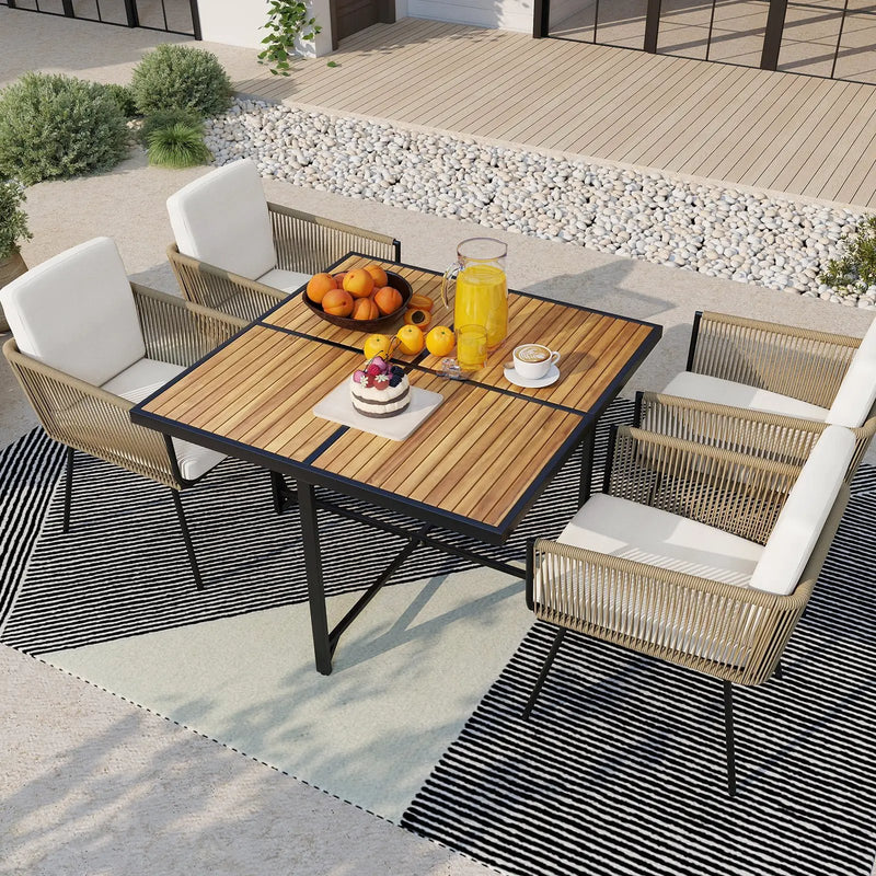 Patio Dining Chairs Set of 4 Bistro Well-Woven Rattan Chairs-White by DirectDeals