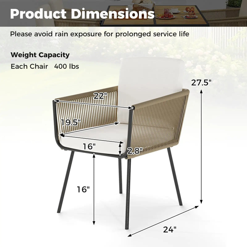 Patio Dining Chairs Set of 4 Bistro Well-Woven Rattan Chairs-White by DirectDeals