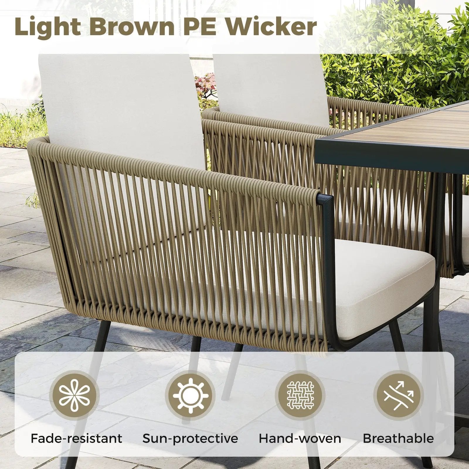 Patio Dining Chairs Set of 4 Bistro Well-Woven Rattan Chairs-White by DirectDeals