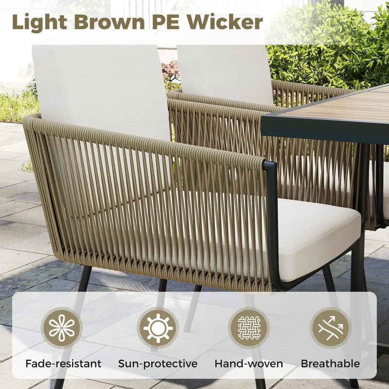 Patio Dining Chairs Set of 4 Bistro Well-Woven Rattan Chairs-White by DirectDeals