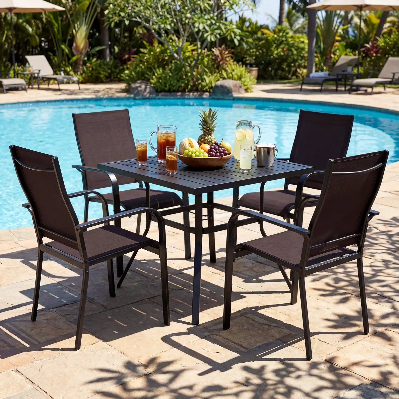 Patio Dining Chairs Set of 2/4/6 Stackable Outdoor Armchairs by DirectDeals