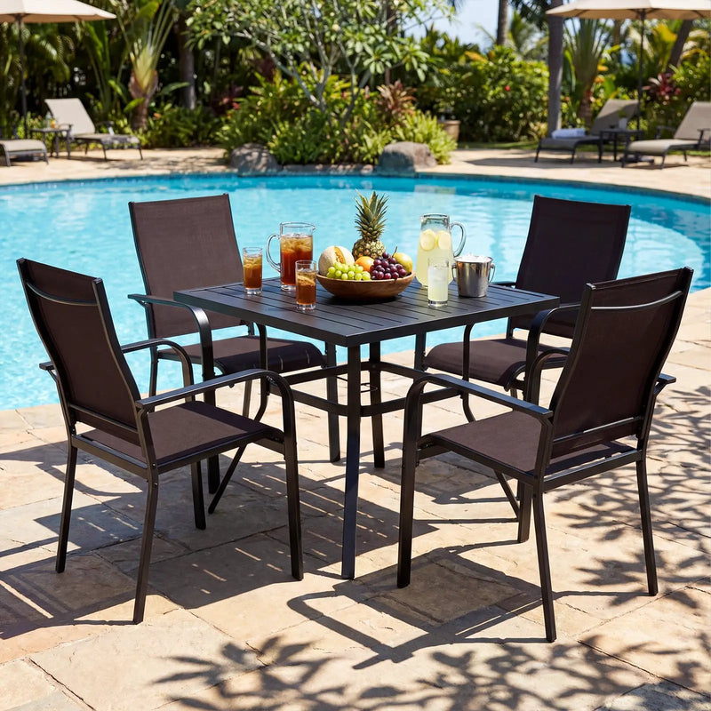 Patio Dining Chairs Set of 2/4/6 Stackable Outdoor Armchairs by DirectDeals