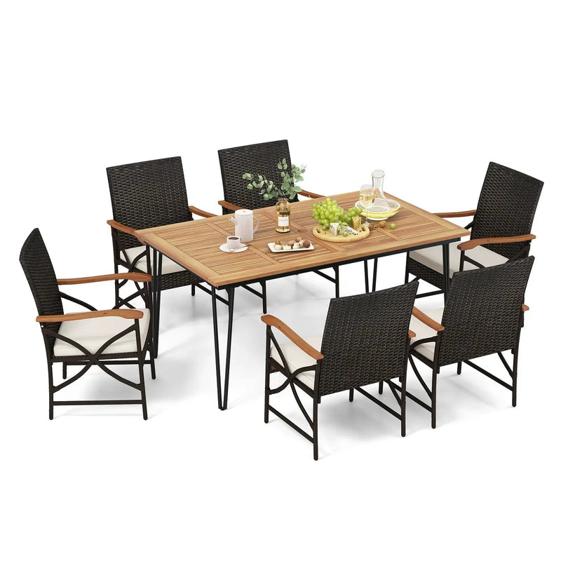 7 Pieces Outdoor Dining Furniture Set for Porch Backyard Garden Poolside by DirectDeals