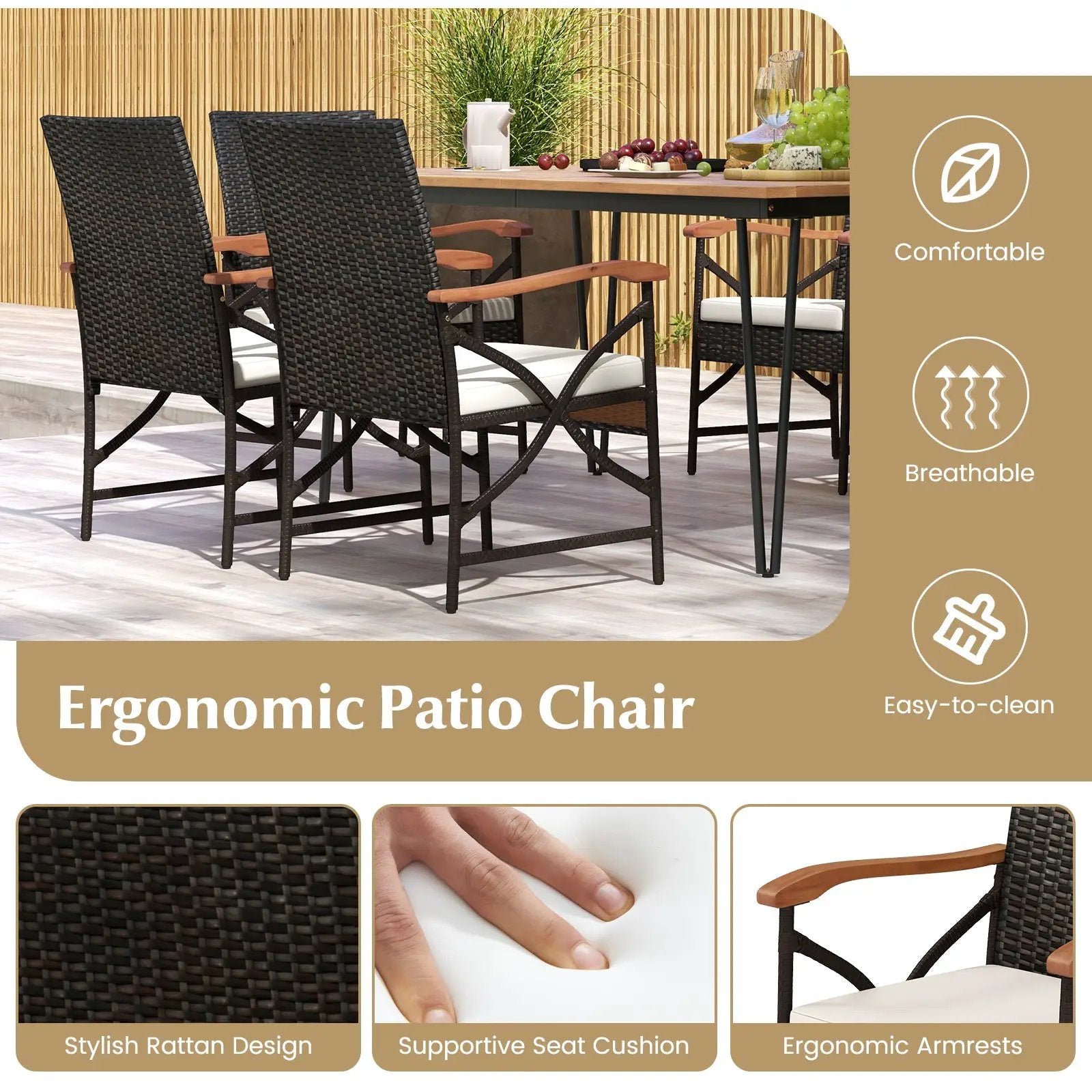 7 Pieces Outdoor Dining Furniture Set for Porch Backyard Garden Poolside by DirectDeals