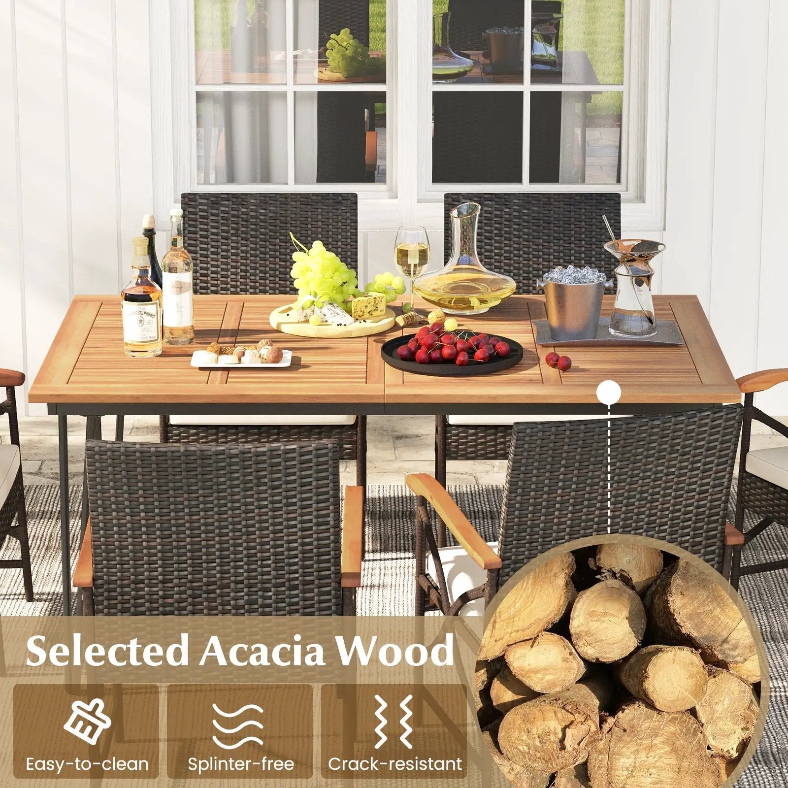 7 Pieces Outdoor Dining Furniture Set for Porch Backyard Garden Poolside by DirectDeals