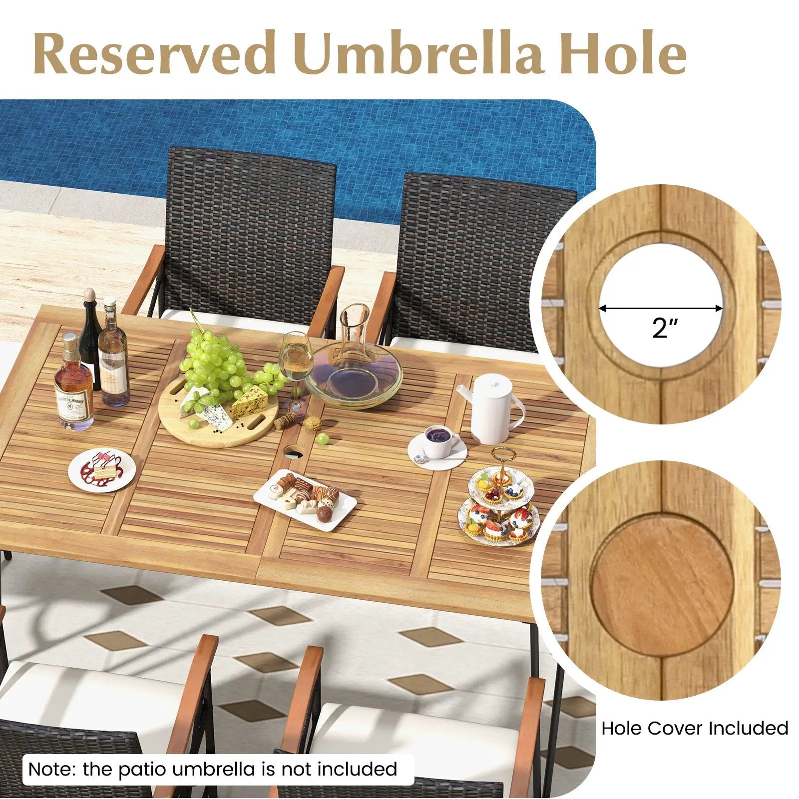 7 Pieces Outdoor Dining Furniture Set for Porch Backyard Garden Poolside by DirectDeals