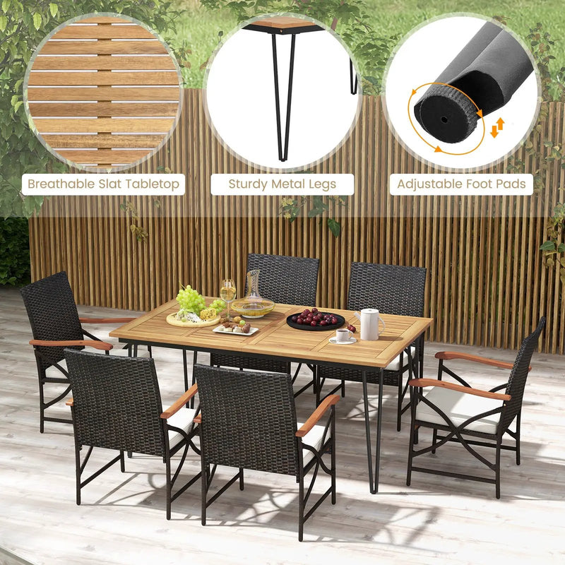 7 Pieces Outdoor Dining Furniture Set for Porch Backyard Garden Poolside by DirectDeals