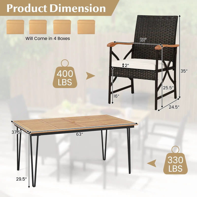 7 Pieces Outdoor Dining Furniture Set for Porch Backyard Garden Poolside by DirectDeals