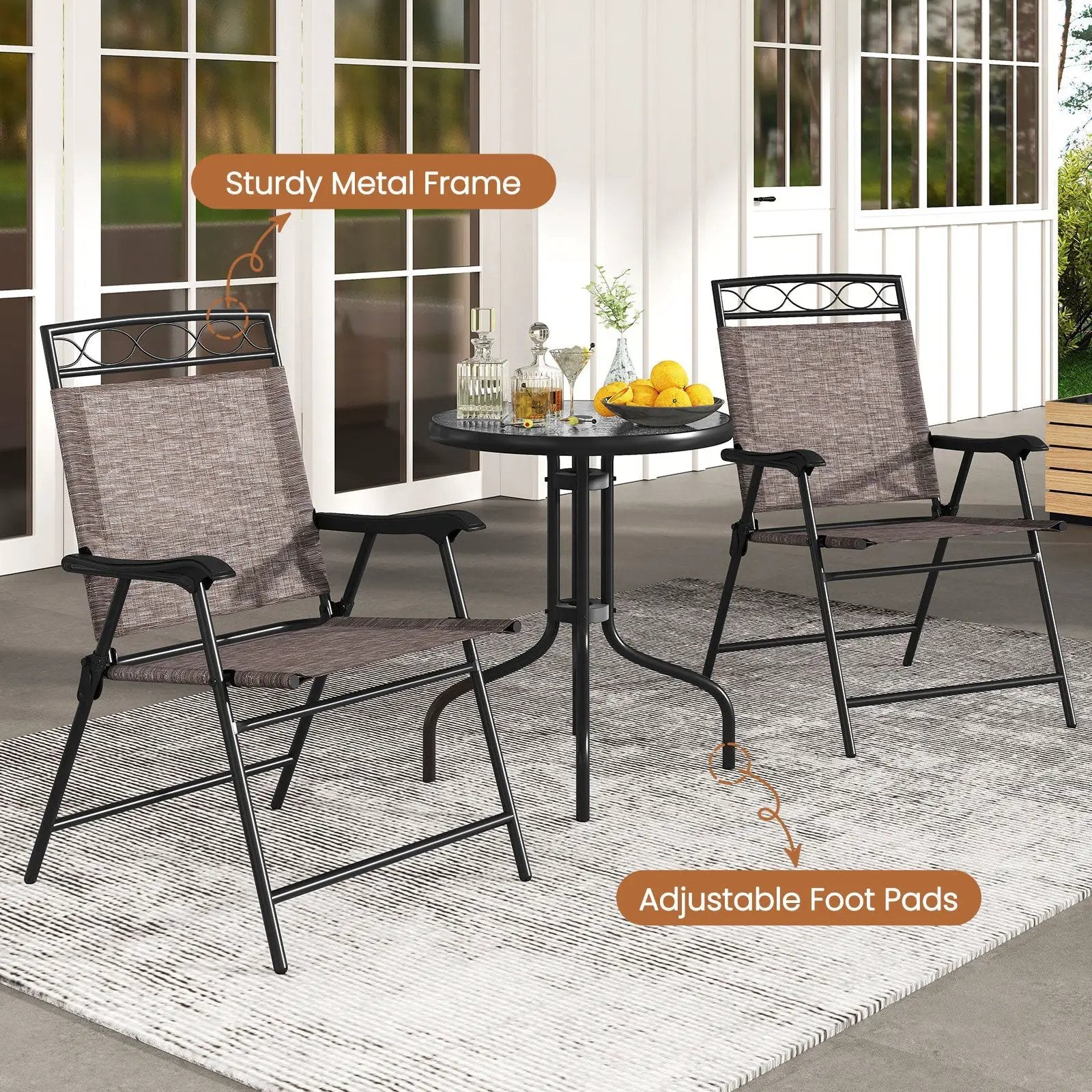 3 Pieces Outdoor Bistro Dining Furniture Set with 1.57 Inch Umbrella Hole by DirectDeals