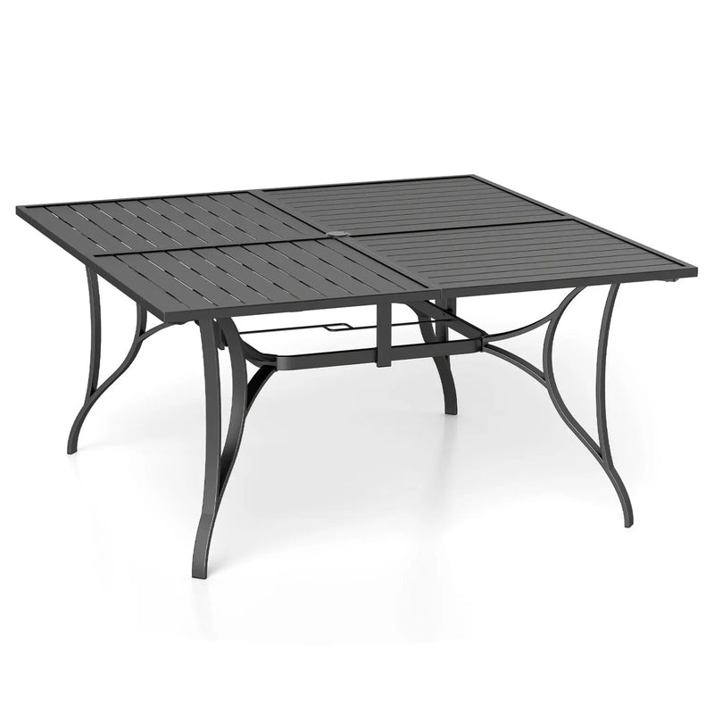 Patio Dining Table for 8 with Umbrella Hole for Porch Lawn by DirectDeals