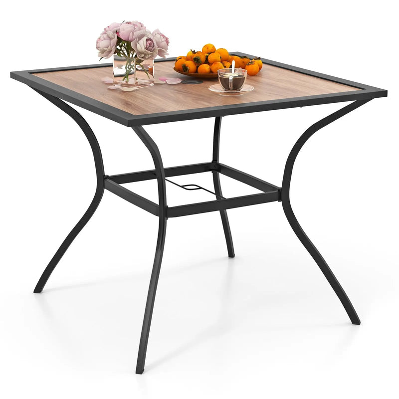 Patio Dining Table for 4 Square Bistro Table with Umbrella Holes by DirectDeals