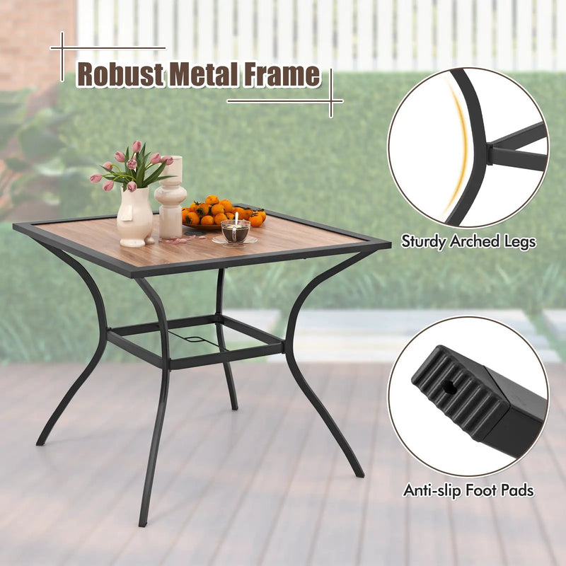 Patio Dining Table for 4 Square Bistro Table with Umbrella Holes by DirectDeals