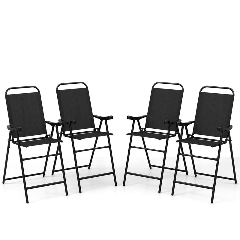 Folding Patio Bar Stool Set of 4 with Metal Frame & Footrest by DirectDeals