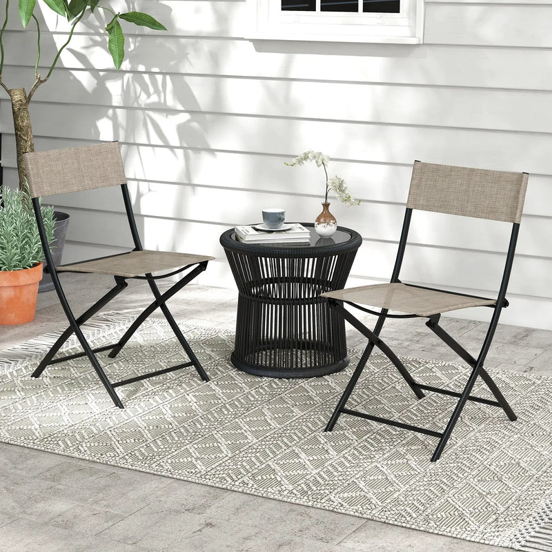 Patio Folding Chairs Set of 4 Lightweight Camping Chairs with Breathable Seat-Brown by DirectDeals