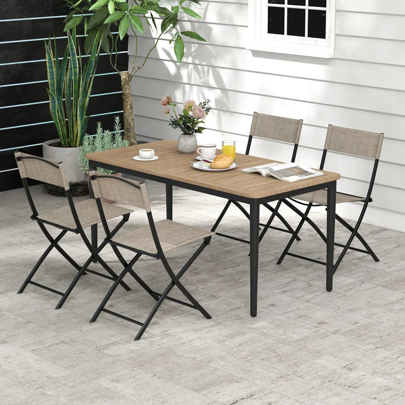 Patio Folding Chairs Set of 4 Lightweight Camping Chairs with Breathable Seat-Brown by DirectDeals
