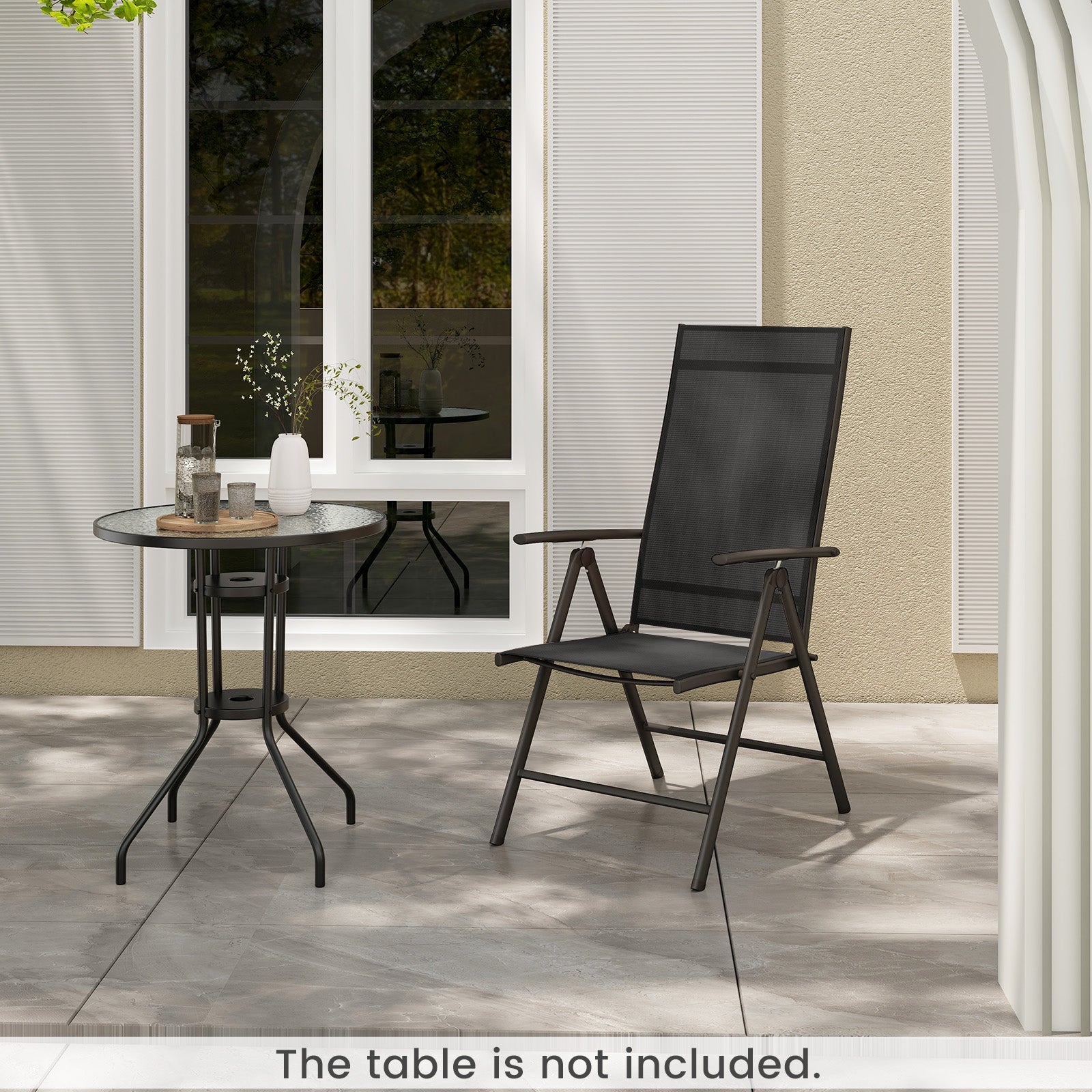 1 Piece Patio Folding Dining Chairs with 7-Level Adjustable High Backrest by DirectDeals