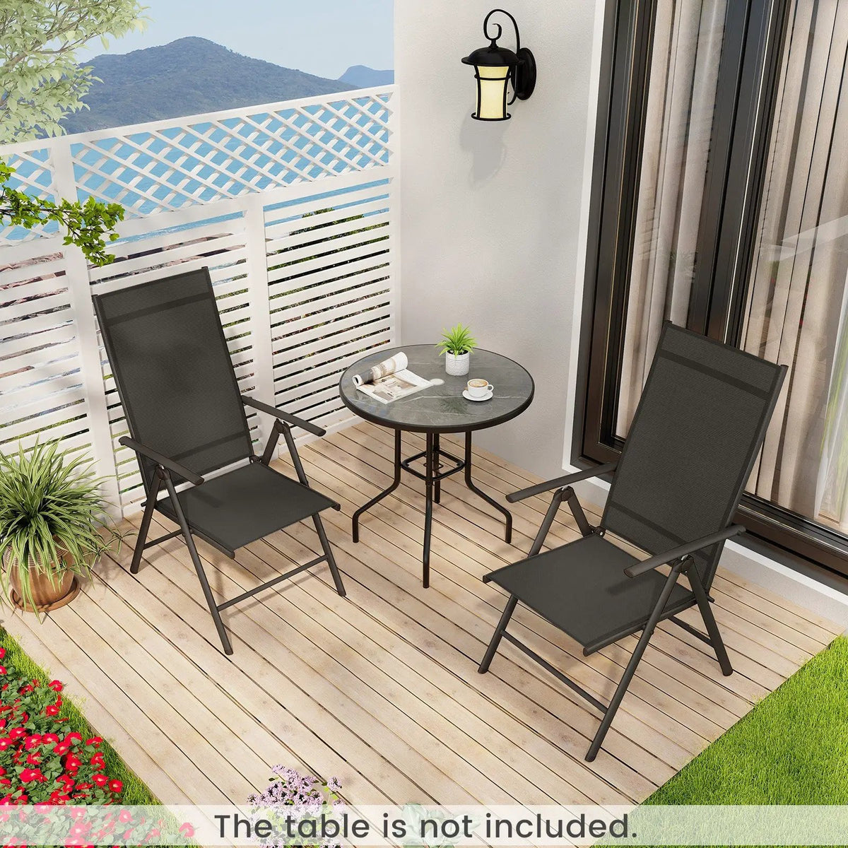 1 Piece Patio Folding Dining Chairs with 7-Level Adjustable High Backrest, photo 4 of 16