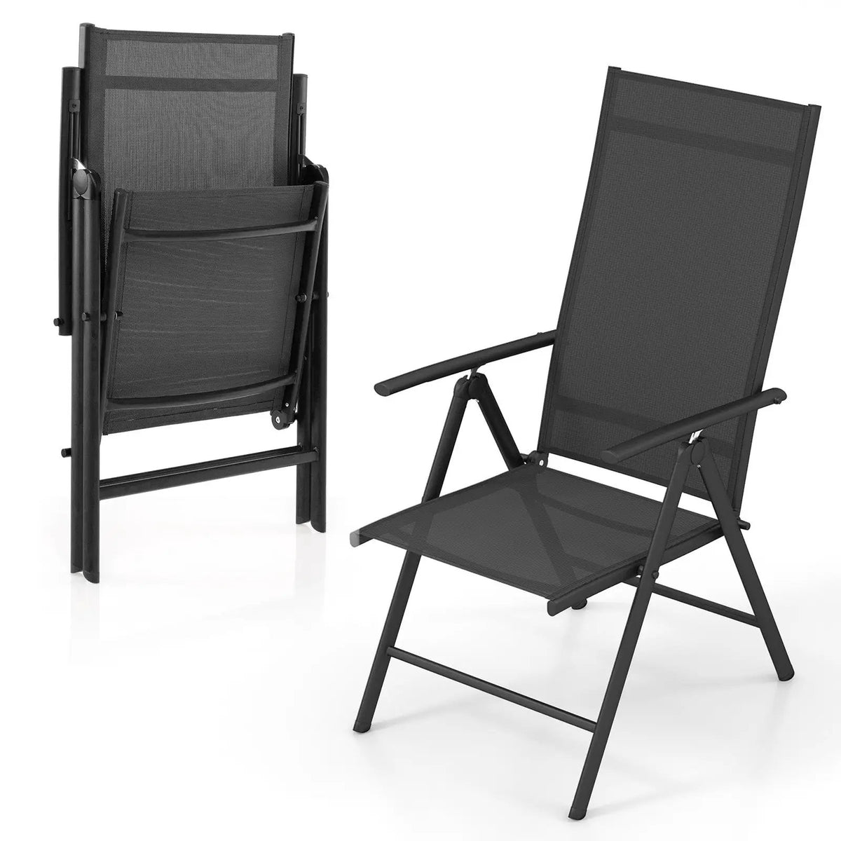 1 Piece Patio Folding Dining Chairs with 7-Level Adjustable High Backrest, photo 8 of 16