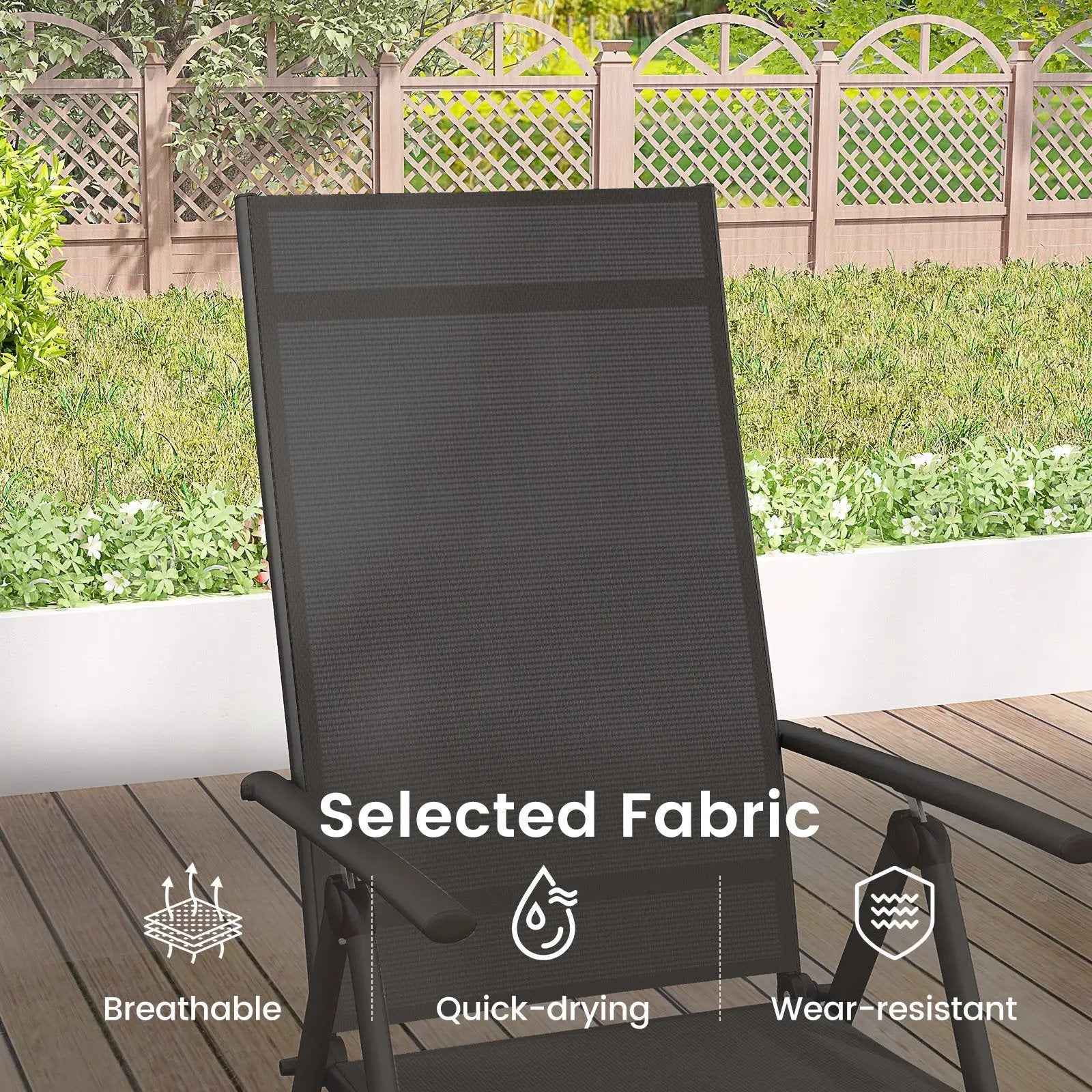 1 Piece Patio Folding Dining Chairs with 7-Level Adjustable High Backrest by DirectDeals