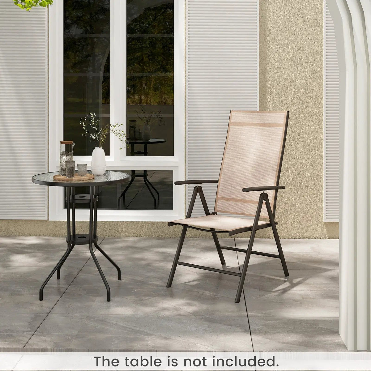 1 Piece Patio Folding Dining Chairs with 7-Level Adjustable High Backrest