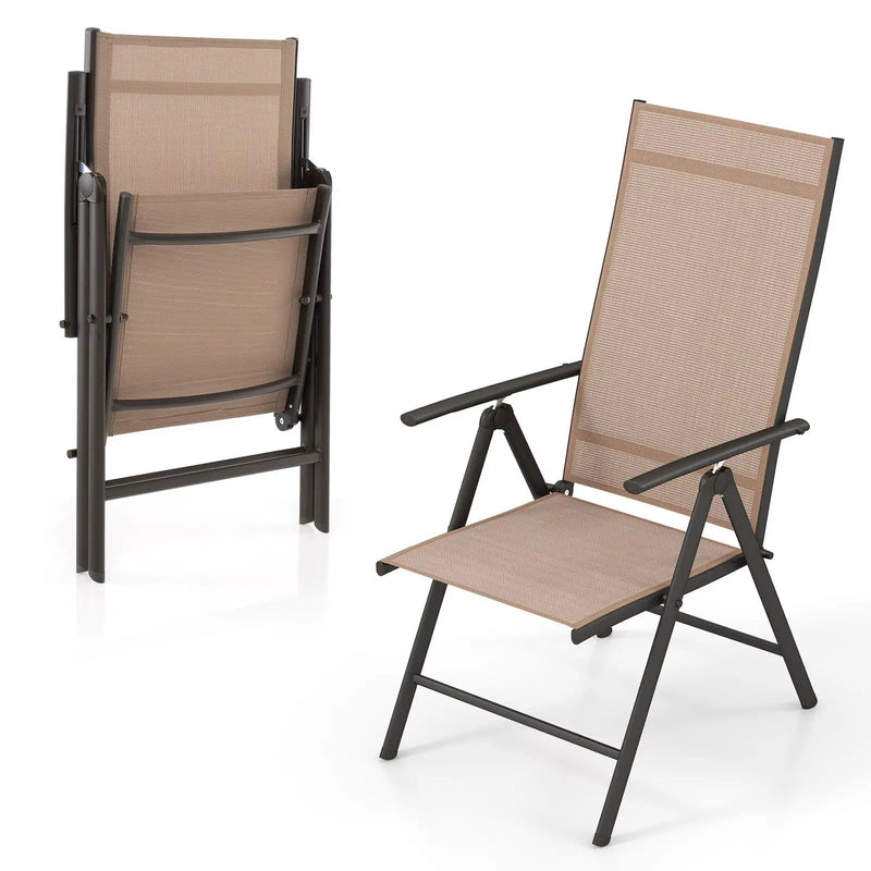 1 Piece Patio Folding Dining Chairs with 7-Level Adjustable High Backrest by DirectDeals