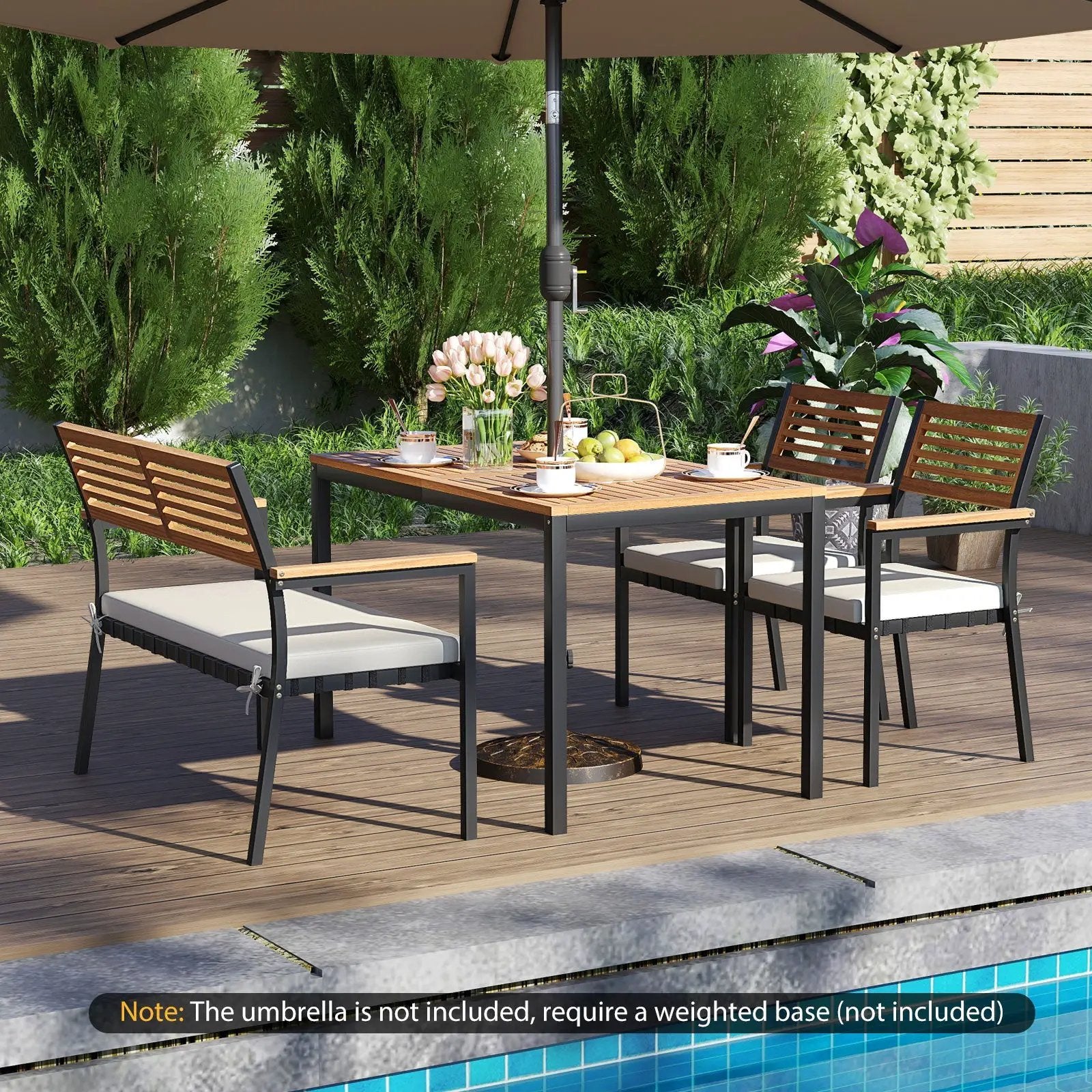 4-Piece Patio Furniture Set Outdoor Dining Chair Set-White by DirectDeals