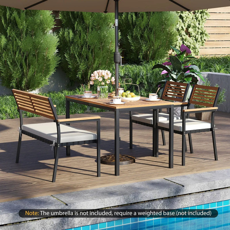 4-Piece Patio Furniture Set Outdoor Dining Chair Set-White by DirectDeals
