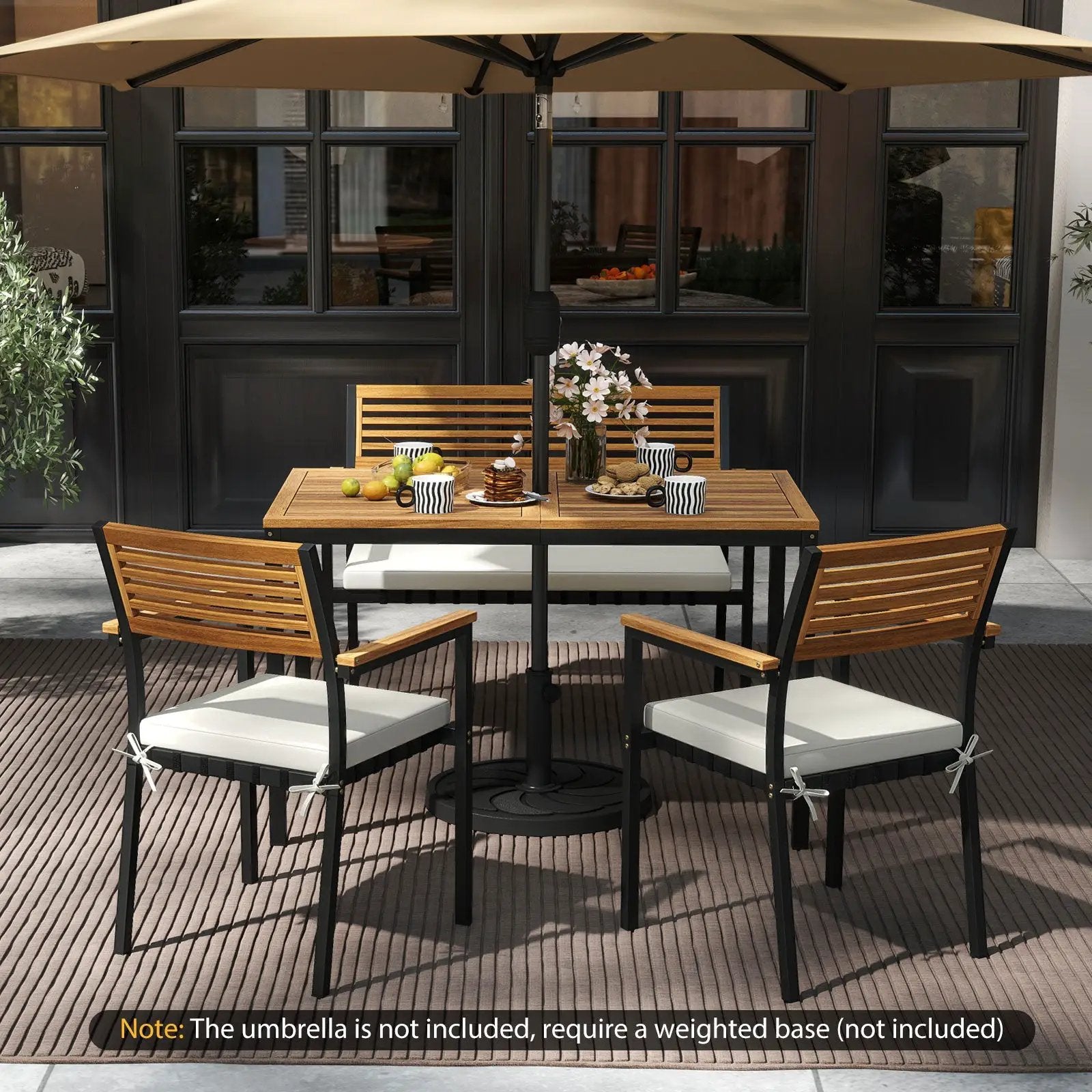 4-Piece Patio Furniture Set Outdoor Dining Chair Set-White by DirectDeals