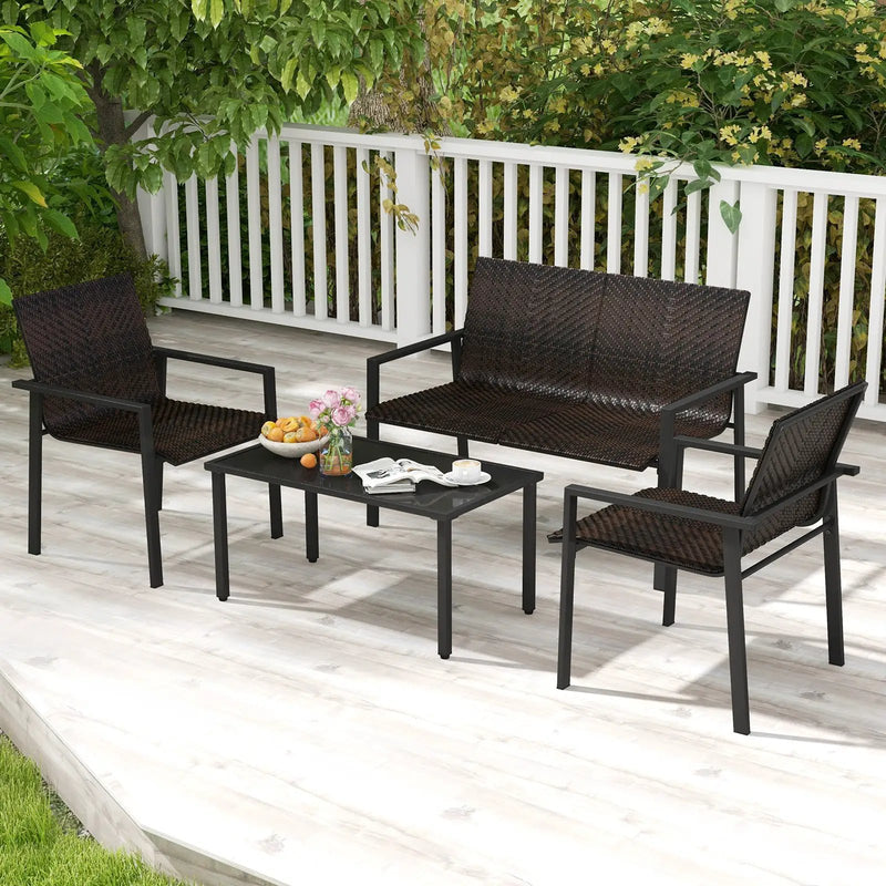 4 Pieces Patio Furniture Set with Heavy Duty Galvanized Metal Frame by DirectDeals