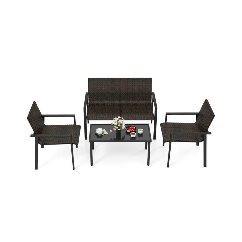 4 Pieces Patio Furniture Set with Heavy Duty Galvanized Metal Frame by DirectDeals